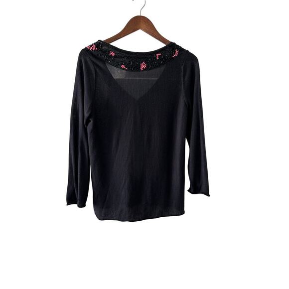 Free People Embellished Cardigan Black Beads Sequins Size S Boho Y2K Style - Picture 5 of 8